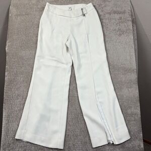 Cache Vintage White Wide Leg Trousers Side Slit High Rise Style 5356 Size 10